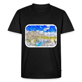 Madrid Espagne Aquarelle Esquisse Peinture Dessin - T-shirt Premium bio Homme - noir - Devant - Nico (187cm)