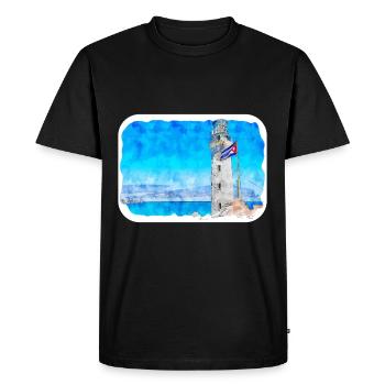 Habana Cuba Aquarelle Esquisse Dessinée Illustration - T-shirt Premium bio Homme - noir - Devant - Nico (187cm)