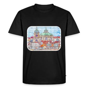 Prague République tchèque Aquarelle Dessin d’esquisse - T-shirt Premium bio Homme - noir - Devant - Nico (187cm)