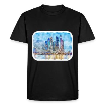 Moscou Russie Aquarelle Esquisse Dessinée Peinture - T-shirt Premium bio Homme - noir - Devant - Nico (187cm)