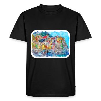 Rio de Janeiro Brésil Aquarelle Dessin - T-shirt Premium bio Homme - noir - Devant - Nico (187cm)