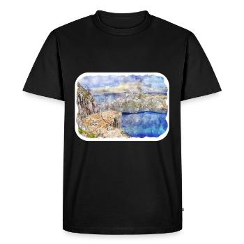 Norvège Aquarelle Esquisse Dessinée à la main Illustration - T-shirt Premium bio Homme - noir - Devant - Nico (187cm)