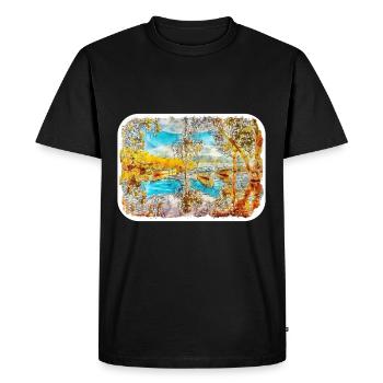 Dinde Aquarelle Esquisse Dessinée à la main Illustration - T-shirt Premium bio Homme - noir - Devant - Nico (187cm)