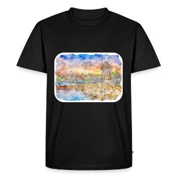 Bulgaria Landmark Watercolor Sketch Illustration - Men's Premium Organic T-Shirt - black - Front - Nico (187cm)
