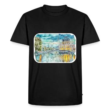 Berlin Allemagne Aquarelle Sketch Illustration - T-shirt Premium bio Homme - noir - Devant - Nico (187cm)