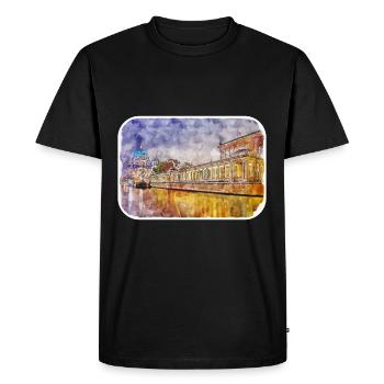 Berlin Allemagne Aquarelle Esquisse Dessinée Peinture - T-shirt Premium bio Homme - noir - Devant - Nico (187cm)
