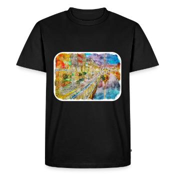 Copenhague Danemark Aquarelle Sketch Illustration - T-shirt Premium bio Homme - noir - Devant - Nico (187cm)