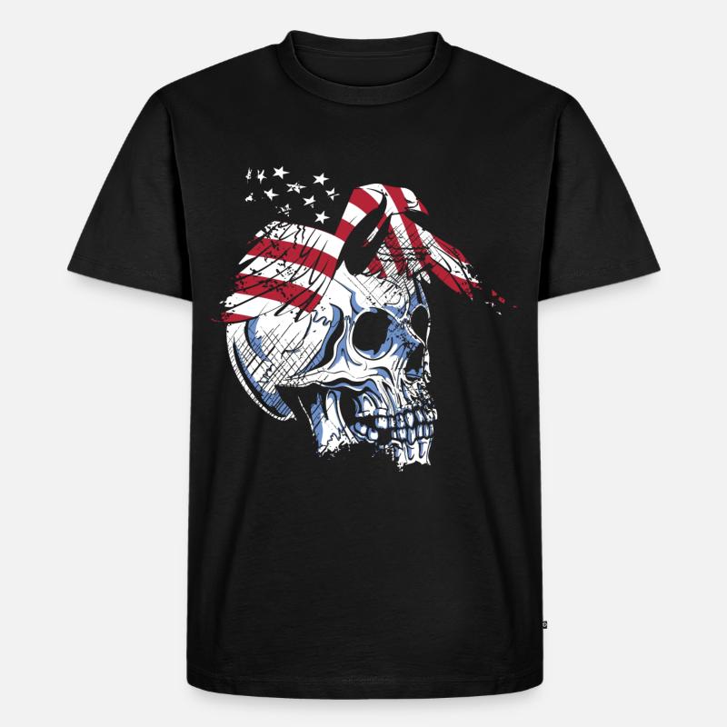 skull eagle - Männer Premium Bio T-Shirt - Schwarz