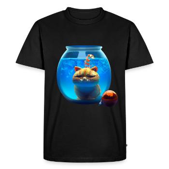 Chat de Noël dans un bocal à poissons - T-shirt Premium bio Homme - noir - Devant - Nico (187cm)
