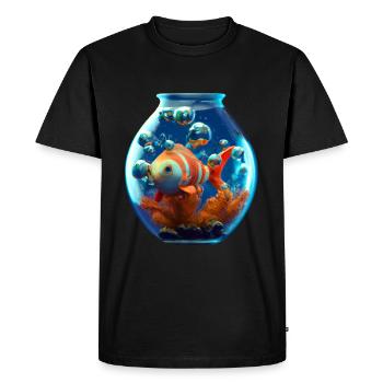 Poisson rouge dans un bocal - T-shirt Premium bio Homme - noir - Devant - Nico (187cm)