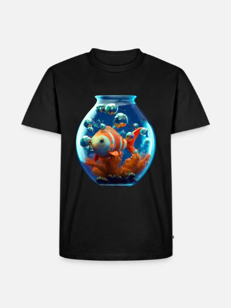 Goldfish in a fishbowl - Men's Premium Organic T-Shirt - black