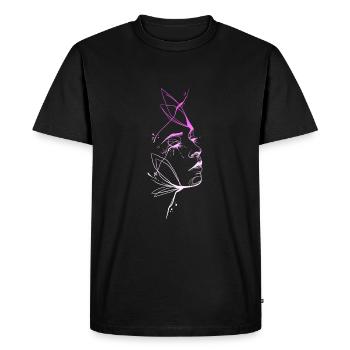 Trash line art woman's face - Men's Premium Organic T-Shirt - black - Front - Nico (187cm)