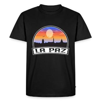 La Paz Bolivia Skyline Vintage Sunset Travel Souve - T-shirt Premium bio Homme - noir - Devant - Nico (187cm)