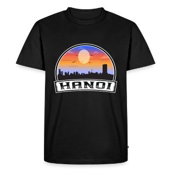 Hanoi Vietnam Skyline Vintage Sunset Travel Souven - Men's Premium Organic T-Shirt - black - Front - Nico (187cm)