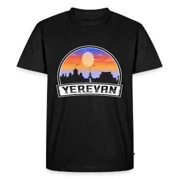 Yerevan Armenia Skyline Vintage Sunset Travel Souv - Men's Premium Organic T-Shirt - black - Front - Nico (187cm)