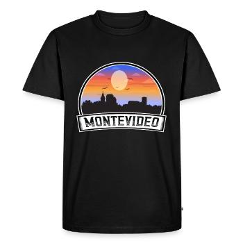 Montevideo Uruguay Skyline Vintage Sunset Travel S - T-shirt Premium bio Homme - noir - Devant - Nico (187cm)