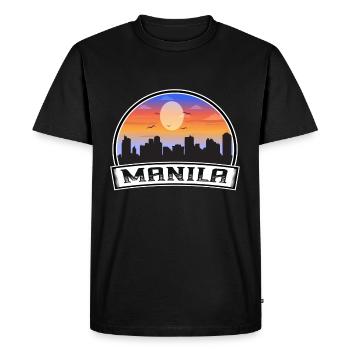 Manila Philippines Skyline Vintage Sunset Travel S - Men's Premium Organic T-Shirt - black - Front - Nico (187cm)