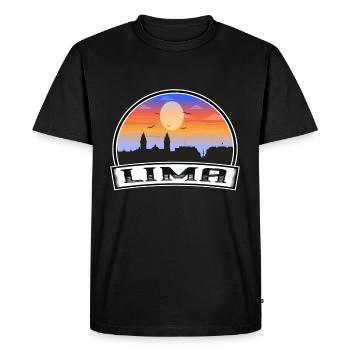 Lima Pérou Skyline Vintage Sunset Souvenir de voyage - T-shirt Premium bio Homme - noir - Devant - Nico (187cm)