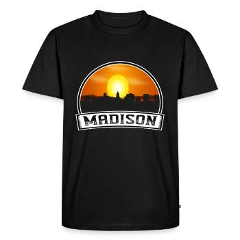 Madison Wisconsin Usa Skyline Vintage Sunset Trave - Men's Premium Organic T-Shirt - black - Front - Nico (187cm)