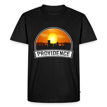 Providence Rhode Island États-Unis Skyline Vintage Coucher de soleil - T-shirt Premium bio Homme - noir - Devant - Nico (187cm)