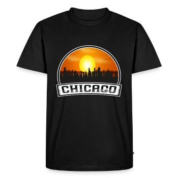 Chicago Illinois Usa Skyline Vintage Sunset Travel - Men's Premium Organic T-Shirt - black - Front - Nico (187cm)