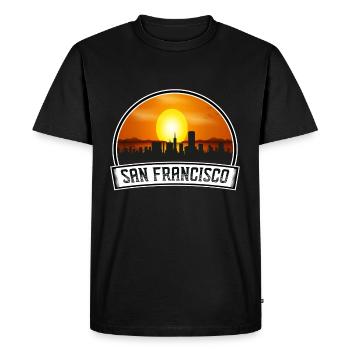 San Francisco Californie États-Unis Skyline Vintage Sunse - T-shirt Premium bio Homme - noir - Devant - Nico (187cm)