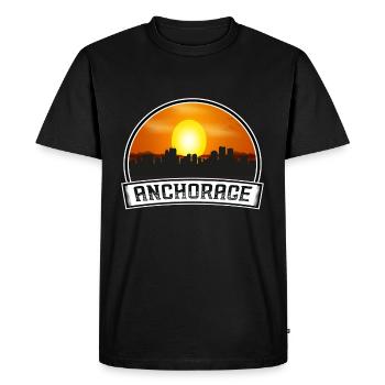 Anchorage Alaska États-Unis Skyline Vintage Sunset Travel - T-shirt Premium bio Homme - noir - Devant - Nico (187cm)