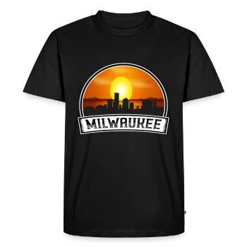 Milwaukee Wisconsin États-Unis Skyline Vintage Sunset Tra - T-shirt Premium bio Homme - noir - Devant - Nico (187cm)