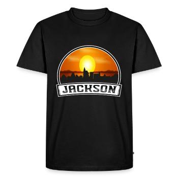 Jackson Mississippi Usa Skyline Vintage Sunset Tra - Men's Premium Organic T-Shirt - black - Front - Nico (187cm)