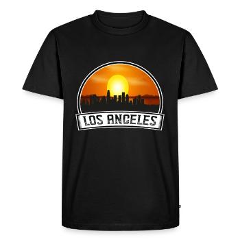 Los Angeles California Usa Skyline Vintage Sunset - Men's Premium Organic T-Shirt - black - Front - Nico (187cm)