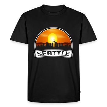 Seattle Washington États-Unis Skyline Vintage Sunset - T-shirt Premium bio Homme - noir - Devant - Nico (187cm)
