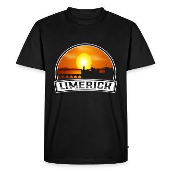 Limerick Ireland Skyline Vintage Sunset Travel Sou - Men's Premium Organic T-Shirt - black - Front - Nico (187cm)