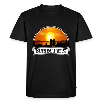 Nantes France Skyline Vintage Sunset Travel Souven - T-shirt Premium bio Homme - noir - Devant - Nico (187cm)