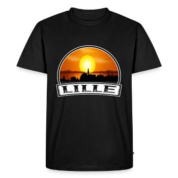 Lille France Skyline Vintage Sunset Travel Souveni - T-shirt Premium bio Homme - noir - Devant - Nico (187cm)