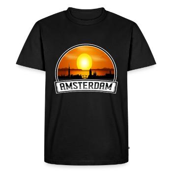 Amsterdam Pays-Bas Skyline Vintage Sunset Trave - T-shirt Premium bio Homme - noir - Devant - Nico (187cm)