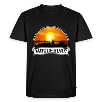 Magdebourg Allemagne Skyline Vintage Sunset Travel So - T-shirt Premium bio Homme - noir - Devant - Nico (187cm)