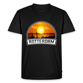 Rotterdam Pays-Bas Skyline Vintage Sunset Trave - T-shirt Premium bio Homme - noir - Devant - Nico (187cm)