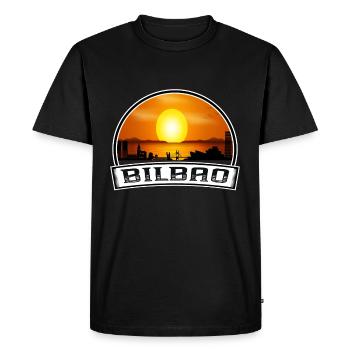 Bilbao Espagne Skyline Vintage Sunset Travel Souveni - T-shirt Premium bio Homme - noir - Devant - Nico (187cm)