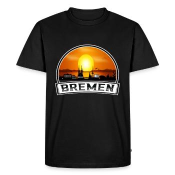 Brême Allemagne Skyline Vintage Sunset Travel Souve - T-shirt Premium bio Homme - noir - Devant - Nico (187cm)