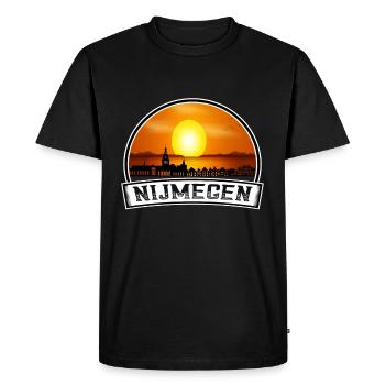 Nimègue Pays-Bas Skyline Vintage Sunset Voyage - T-shirt Premium bio Homme - noir - Devant - Nico (187cm)