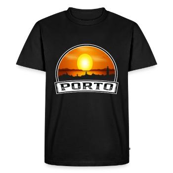 Porto Portugal Skyline Vintage Sunset Travel Souve - T-shirt Premium bio Homme - noir - Devant - Nico (187cm)