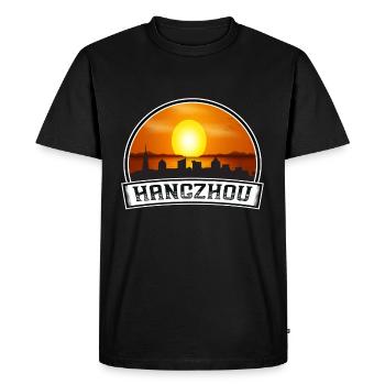 Hangzhou Chine Skyline Vintage Sunset Travel Souve - T-shirt Premium bio Homme - noir - Devant - Nico (187cm)