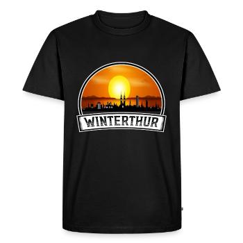 Winterthur Switzerland Skyline Vintage Sunset Trav - Men's Premium Organic T-Shirt - black - Front - Nico (187cm)