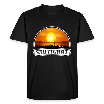 Stuttgart Germany Skyline Vintage Sunset Travel So - Men's Premium Organic T-Shirt - black - Front - Nico (187cm)