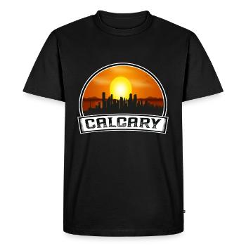 Calgary Canada Skyline Vintage Sunset Travel Souve - T-shirt Premium bio Homme - noir - Devant - Nico (187cm)