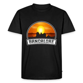 Bangalore India Skyline Vintage Sunset Travel Souv - Men's Premium Organic T-Shirt - black - Front - Nico (187cm)