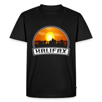 Halifax Canada Skyline Vintage Sunset Travel Souve - T-shirt Premium bio Homme - noir - Devant - Nico (187cm)