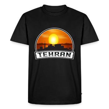Téhéran Iran Skyline Vintage coucher de soleil voyage souvenir - T-shirt Premium bio Homme - noir - Devant - Nico (187cm)