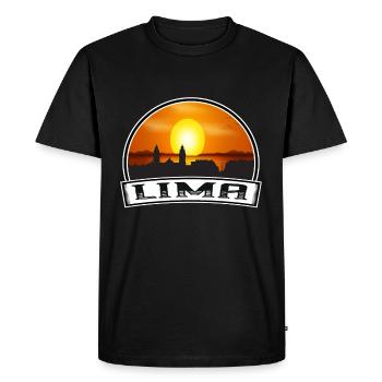 Lima Pérou Skyline Vintage Sunset Souvenir de voyage - T-shirt Premium bio Homme - noir - Devant - Nico (187cm)