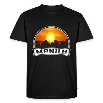 Manila Philippines Skyline Vintage Sunset Travel S - Men's Premium Organic T-Shirt - black - Front - Nico (187cm)